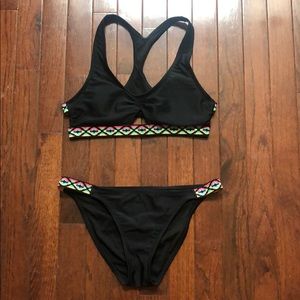 Black bikini with colorful straps